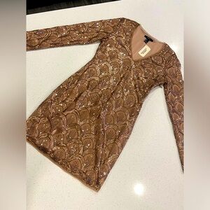Bronze/Gold sparkly Long sleeve Dress